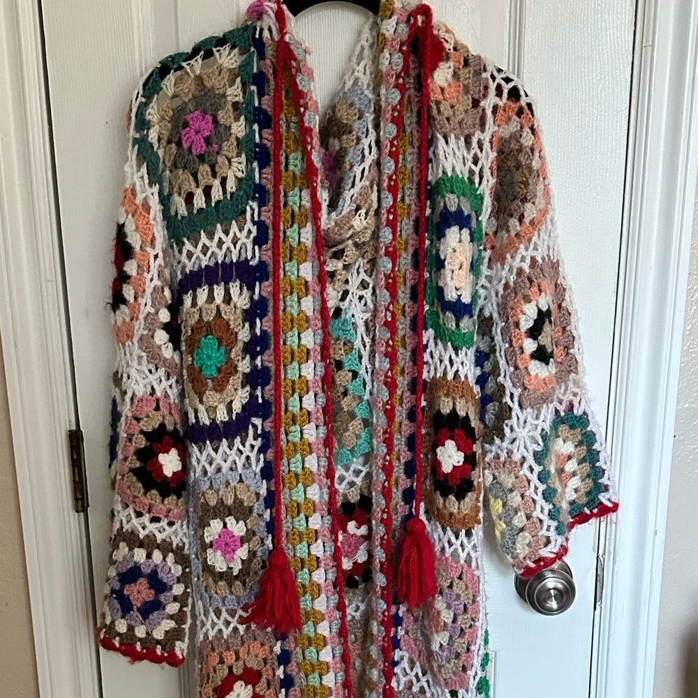 Grandma Knit Hooded Cardigan